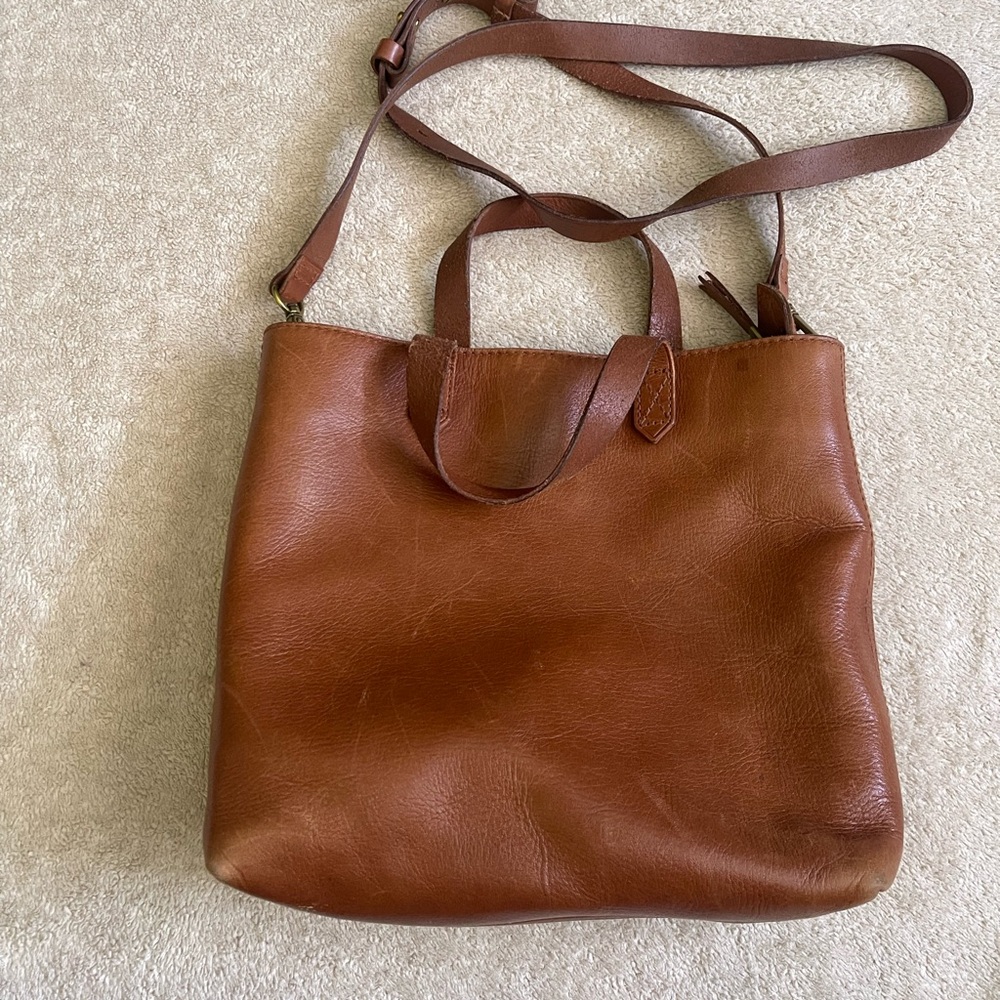 Brown Leather  Transport Tote Bag